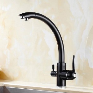 Rubinetti della cucina Gru in ottone massiccio per cucina Rubinetto per filtro dell'acqua montato sulla piattaforma Miscelatore per lavello a 3 vie Miscelatore da cucina a 3 vie LAD-9103