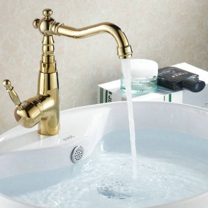 Rubinetti da cucina girevoli in ottone Rubinetto per bagno Lavandino Lavabo miscelatore Ottone antico e dorato 9903/9904