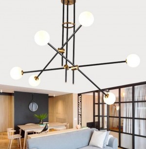 Lampara Nordic American minimalista regolabile ferro vetro palla lampadario illuminazione per soggiorno camera da letto arredamento lampada a sospensione a LED