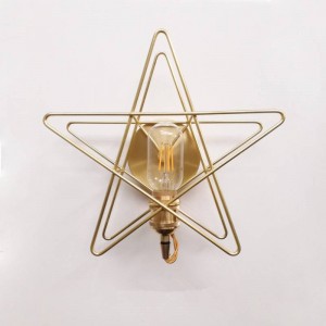 Lamparas de techo nordico pentagramma lampada da parete in rame per camera da letto Abajur comodino stella sfondo dorato led lampade da parete