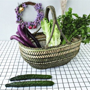 Grande cestino di paglia di bambù Vimini rattan fatto a mano rotondo frutta cibo pane cucina appesi cestini portaoggetti organizzatore Panier Osier