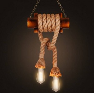 Lamparas de techo American Loft Vintage Lampada a sospensione per ristorante Bar Corda di bambù Lampade a sospensione a LED Lampada a sospensione