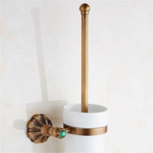 Portascopino di lusso finitura bronzo antico con accessori da bagno in ceramica tazza da bagno 9082K
