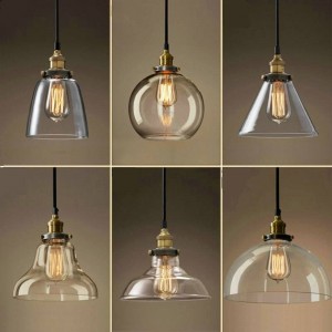 Lampada a sospensione moderna in vetro trasparente E27 90-240V Lampadine Edison Lampade a sospensione per la casa Ristorante bar caffetteria Lampada in vetro decorato