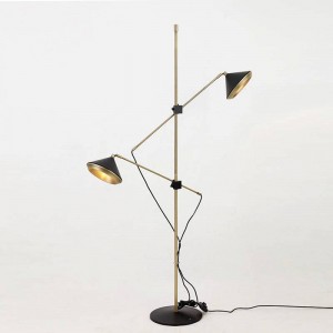 Lampada da terra moderna a 2 bracci Lampada da terra orientabile bianca nera regolabile Camera da letto luminosa Soggiorno Elegante luce alla moda
