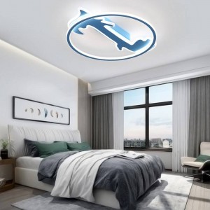 Plafoniere moderne a LED per soggiorno camera da letto AC85-265V colore rosa / blu Lampada da soffitto per illuminazione interna con telecomando