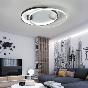 Plafoniere moderne a LED per soggiorno camera da letto AC85-265V colore bianco / nero Lampada da soffitto per illuminazione interna con telecomando