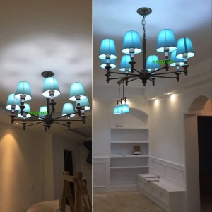 Lampadari moderni a LED Lampadari Lampada Sala da pranzo nordica Lampada Camera per bambini Iron Art Blue Style Lampadari mediterranei E27