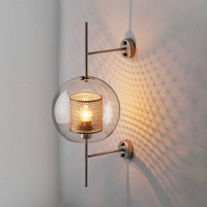 Applique a LED moderne Paralume in vetro trasparente Scones Lampade da parete Comodini Camera da letto Ristorante Studio Lampade a sospensione Apparecchio in ferro a soppalco