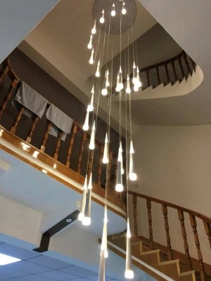 Lampade a sospensione a cono lungo moderne a LED per salone scale vano scala 1,5-3,5 m luci scale a chiocciola scala sala da pranzo lampada a sospensione a led Avize