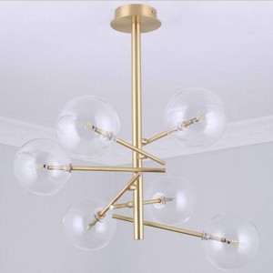 Lampade a sospensione a specchio a sfera rotonde moderne in vetro trasparente nordico a LED nordico Illuminazione a sospensione per sala da pranzo Lampada a sospensione per ristorante