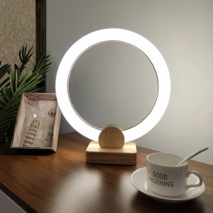 Lampade da comodino moderne per camera da letto semplice nordica moderna Arte creativa in legno Anello acrilico Decorazione Lampade da tavolo Lampade da lettura a LED