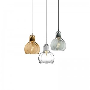 Lampade a sospensione moderne Paralume in vetro trasparente Lampade a sospensione a soppalco E27 220V per sala da pranzo Decorazione domestica Illuminazione Vetro ambra