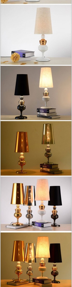 Lampada da tavolo moderna in oro bianco cromato colore metallo cromatoLight art decorazione Lampade da comodino Paralume Lampada da tavolo Nordic