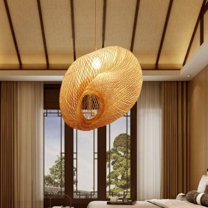 Lampada a sospensione moderna in bambù intrecciato fatta a mano in stile campagna sud-est asiatico per illuminazione industriale di bar ristorante