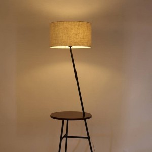 Lampada da terra moderna in legno da tavolo 6W E27 Lampadina a LED Soggiorno Camera da letto Studio Lampade da terra Tavolo in legno di rovere con corpo in metallo nero