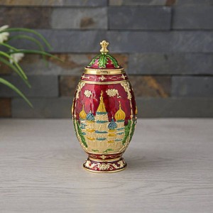 Nuovo porta stuzzicadenti automatico Russian Palace Castle Intagliato stuzzicadenti Dispenser Box Organizer Metal Art Craft Cremlino Decorazione