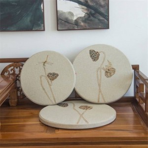Nuovo tessuto spugna di lino Cuscino creativo foglia di loto Cuscino tondo Finestrino Cuscino in legno massello Divano Cuscini decorativi