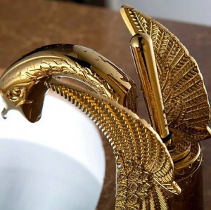 Rubinetti Lavabo Rubinetto Swan Rubinetto Lavabo Placcato Oro Hotel Lusso Rame Miscelatori Oro Oro Rubinetti rubinetti caldi e freddi XT821