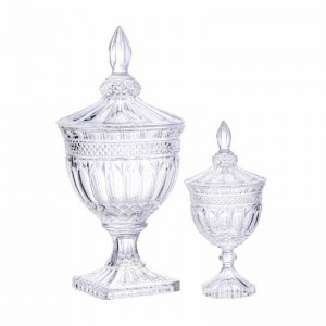 Nuovi barattoli di caramelle di fascia alta hotel matrimonio dessert deposito padiglione tavolo tavolo decorazione della finestra alto-piede copertura ornamenti vaso di vetro