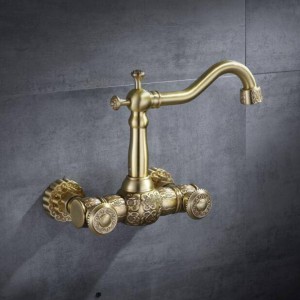 Rubinetti neri Lavandino del bagno caldo e freddo rubinetto doppio manico Nero Carve rubinetto in ottone rubinetto del bagno miscelatore lavabo a parete B557