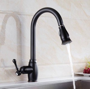 NUOVO stile rubinetto bronzo lucidato a olio nero / cromo / nichel rubinetti da cucina Grifo estrarre cucina Robinet rubinetto freddo e caldo LAD-91