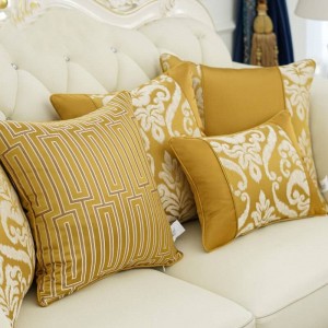 Fodera per cuscino Nordic Flower Texture Europa Patchwork Jacquard Tiro Cuscini decorativi Copertura auto / cuscino Housse De Coussin Giallo