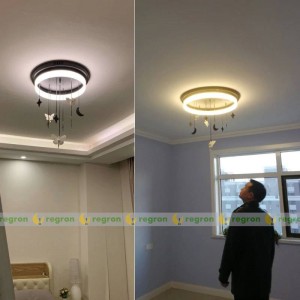 Plafoniera a LED nordica AC85-265V moderna creativa luna di angelo camera dei bambini Luci di decorazione della camera da letto a soffitto rotondo