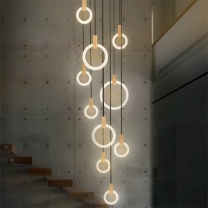 Lampadario a LED nordico Soggiorno moderno Lampade a sospensione Lampade per arredamento camera da letto Illuminazione scale Illuminazione a soppalco Lampada a sospensione lunga