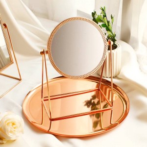 Vassoio portaoggetti da ufficio in metallo oro rosa nordico Vassoio portaoggetti scandinavo Vogue gioielli Scrivania Portaoggetti Organizer Decor per la casa