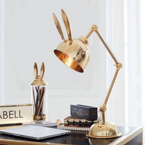 Nordic nuova lampada da tavolo classica Rabbit lampada da tavolo scrivania decò Lampada da studio a LED con protezione degli occhi corpo in metallo placcato oro Lampada da lettura E27