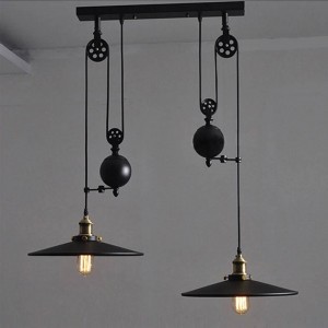Puleggia nordica Lampade a sospensione creative 2 teste Paralume 30 cm Lampada da ristorante vintage in ferro battuto lampada a sospensione in stile industriale