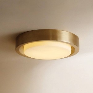 Plafoniere rotonde nordiche interamente in rame camera da letto di lusso foyer oro sala da pranzo Lampade da soffitto americane Lampada da soffitto a LED