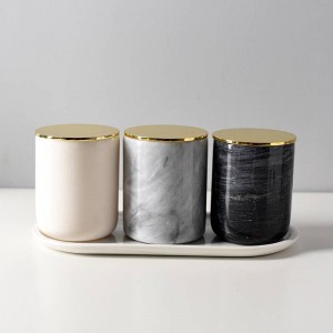 Porta penne per decorazioni per la casa in marmo naturale rivestito in oro con candela in marmo naturale stile nordico