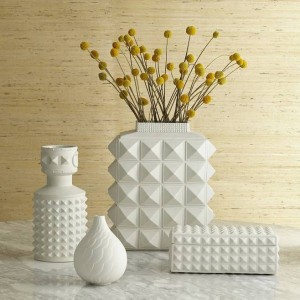 Vasi in ceramica geometrici bianchi in stile nordico Semplice camera moderna modello di casa Soggiorno Fiori Ornamenti Ornamenti