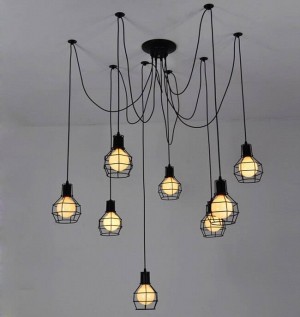 Una combinazione 6/8/10/12/14 loft decorativo in ferro battuto a forma di granata con pendente a forma di ragno con supporto E27 gratuito EXPRESS