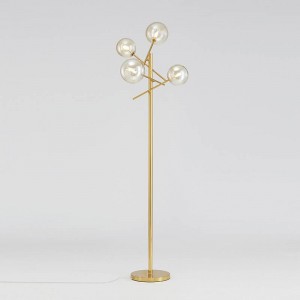 Post lampade da terra moderne decorazione soggiorno Lampada da parete in acciaio inossidabile oro con paralume a sfera in vetro camera da letto con illuminazione a LED