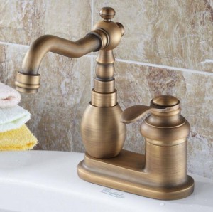 Rubinetti per lavabo monocomando in ottone antico per lavabo / 2 fori per lavabo girevole montati su piattaforma Rubinetti per lavabo XT962