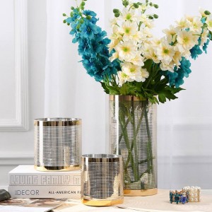 Campione Vaso di vetro Vasi da fiori Fioriere Linea brillante Vasi di lusso Decor Vasi da fiori Cristallo