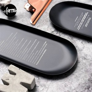 Piastra portaoggetti scandinava in metallo con scritta Nordic Minimalist Black Home Desk Storage Tray Organizer Decor