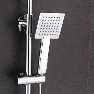 Rubinetto per doccia Ottone cromato Montaggio a parete Quadrato Grande set doccia per doccia Rubinetto Bagno Regolazione altezza Miscelatore vasca da bagno manuale 5811