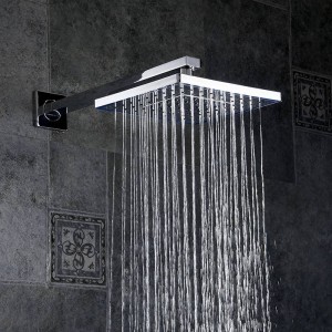 Rubinetti doccia Cromo Argento Montaggio a parete Rubinetto per bagno Set Precipitazioni Quadrato Grande soffione doccia Valvola portatile Miscelatore vasca da bagno YB-608