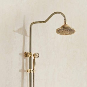 Rubinetti doccia Lusso rame bagno doccia a pioggia Rubinetto Set miscelatore con spruzzatore a mano da parete Soffione doccia XT396