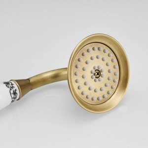 Soffioni doccia in ottone antico bagno tenuto in mano spruzzatore doccia con vasca da bagno in ceramica di lusso rotonda doccia a pioggia rubinetto HJ0527K