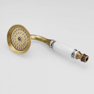 Soffioni doccia Bagno in ottone nero Soffione doccia a mano Testa con lussuoso bagno in ceramica Rotonda Rubinetto per doccia a pioggia HJ-0527K