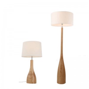 Semplice lampada da terra nordica Gamba in legno Paralume in tessuto E27 giapponese Lampada da terra calda Soggiorno Camera da letto Ristorante Lampada da tavolo in legno