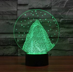 Luce da montagna 3D a forma di montagna di neve, lampada da tavolo USB a led in acrilico colorato 3D con luce natalizia per regali di Natale per bambini