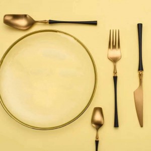 Set di posate in acciaio inossidabile Set di stoviglie in oro nero Set di posate da cucina occidentale Stoviglie Articoli da regalo Regalo di Natale Drop shipping