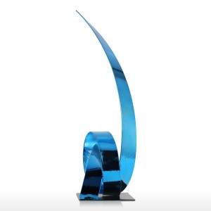 The Blue Rising Ribbon Metal Sculpture Iron Modern Sculpture Abstract Figurine Artigianato Statue per la decorazione Ornamento