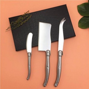 Per incontrare 3PCS Kit coltello da formaggio Spalmatore a sandwich Set di coltelli da burro Strumenti affettatrice per formaggio in stile Laguiole in acciaio inossidabile